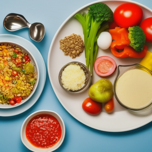 A photo of a plate of food with a portion of each food group, including vegetables, proteins, grains, and dairy, with a measuring cup and spoon beside it. The caption could read: "Proper portion sizes are key to healthy